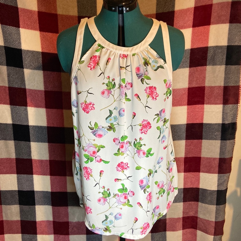 white floral tank top